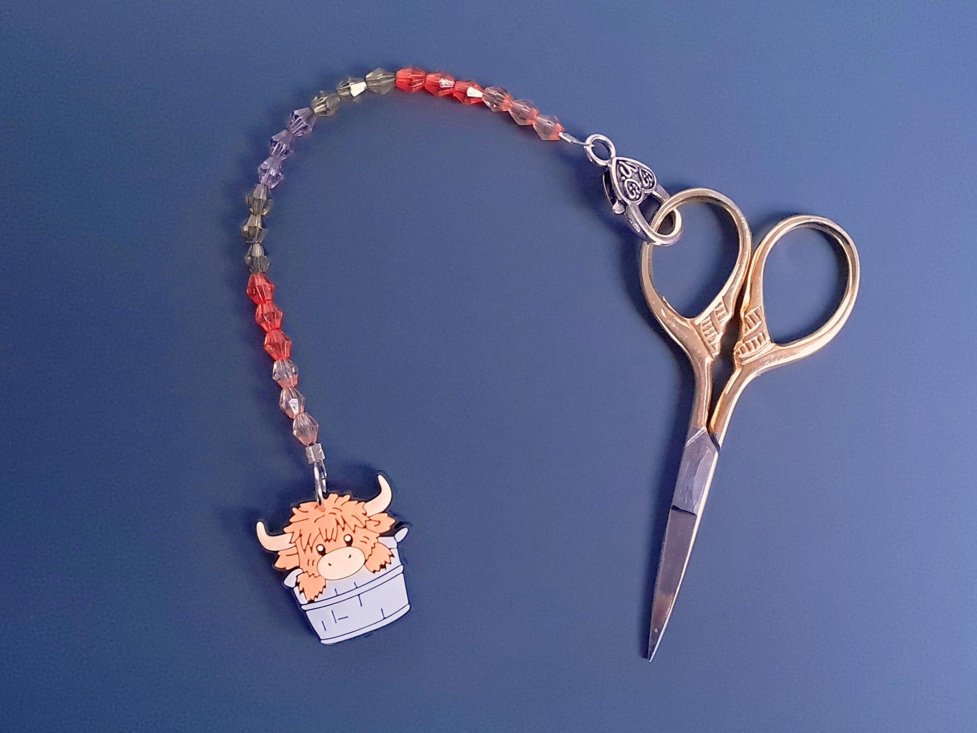 Highland Cow Scissor Fob with Protection Bead