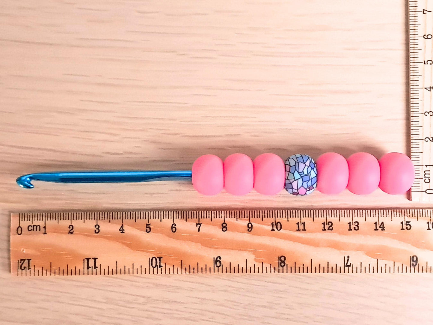 Stained Glass & Pink Ergonomic Crochet Hook
