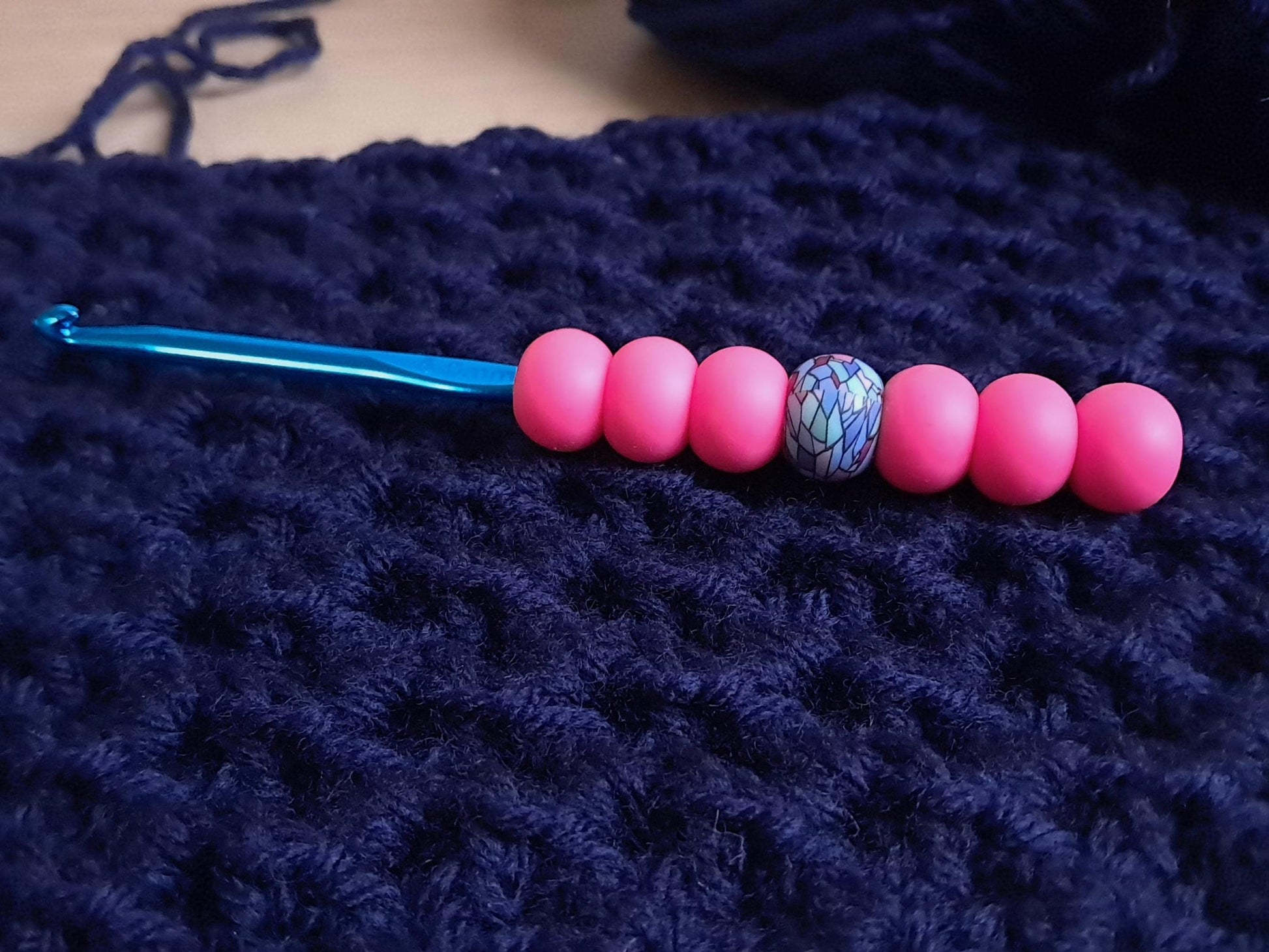 Stained Glass & Pink Ergonomic Crochet Hook
