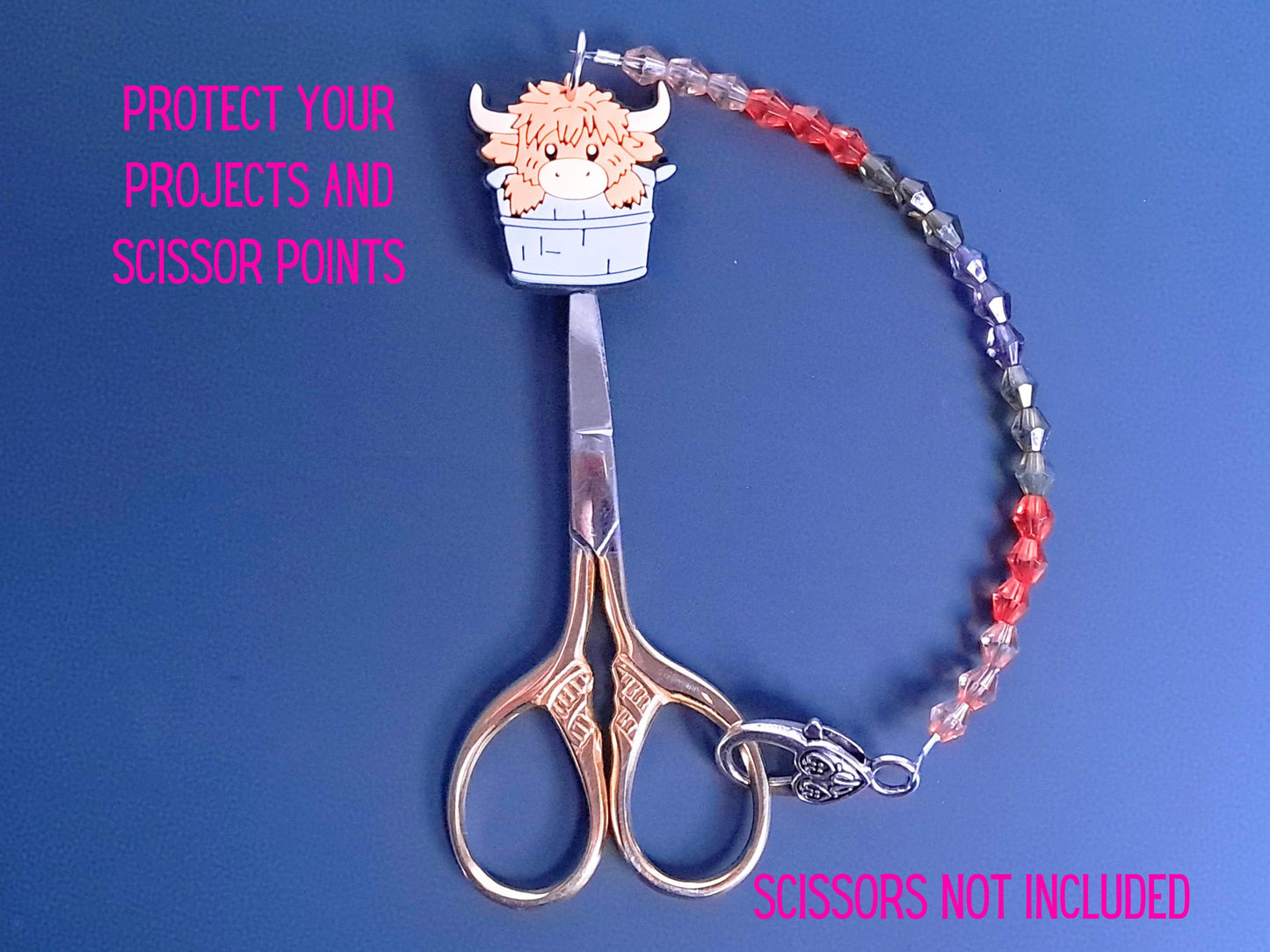 Highland Cow Scissor Fob with Protection Bead