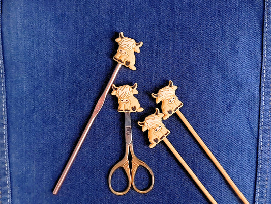 Highland Cow Silicone Bead Stitch Stopper