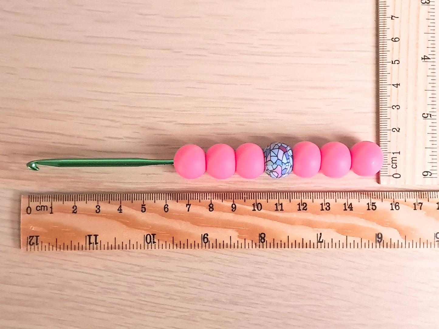 Stained Glass & Pink Ergonomic Crochet Hook