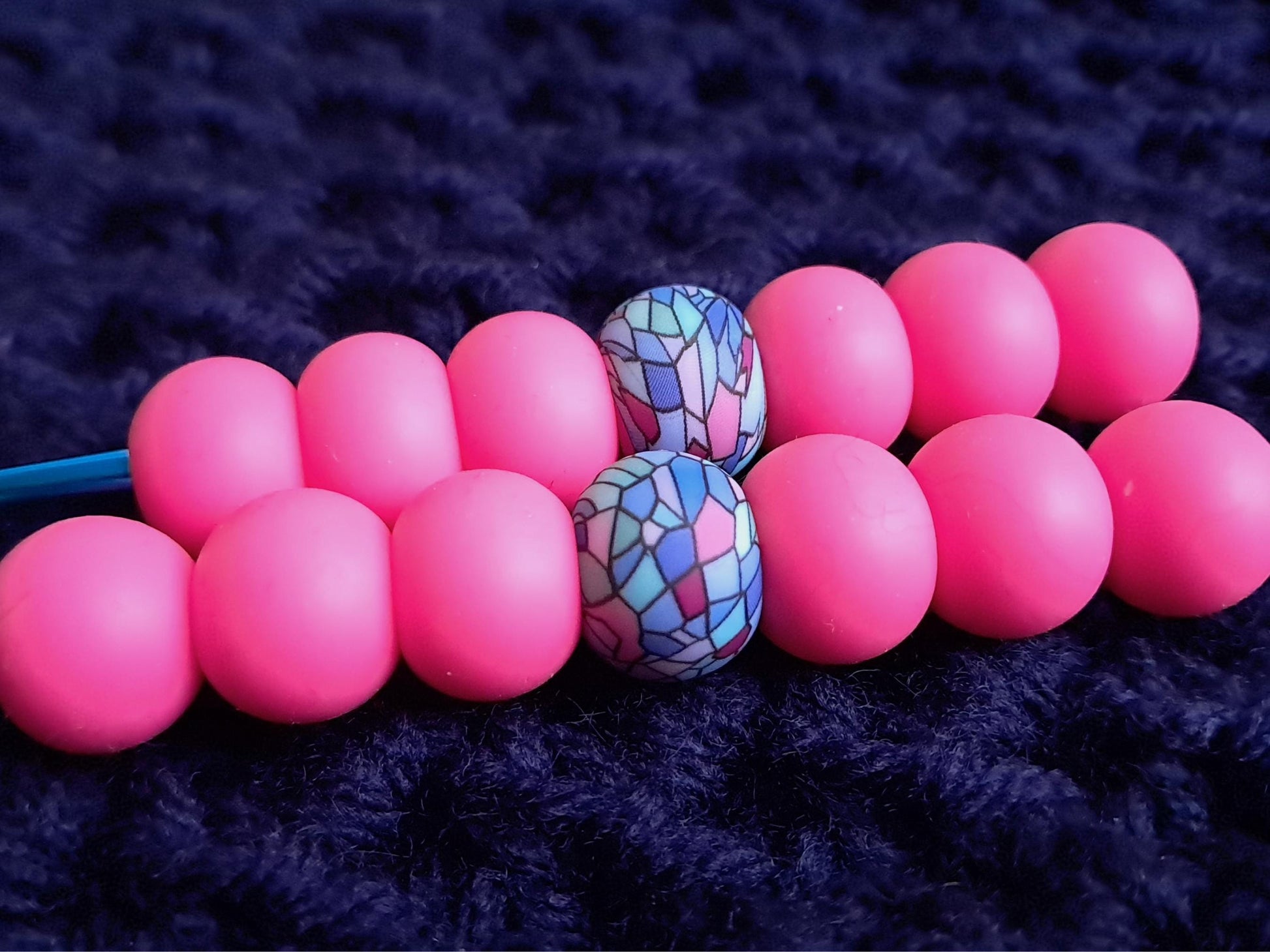 Stained Glass & Pink Ergonomic Crochet Hook