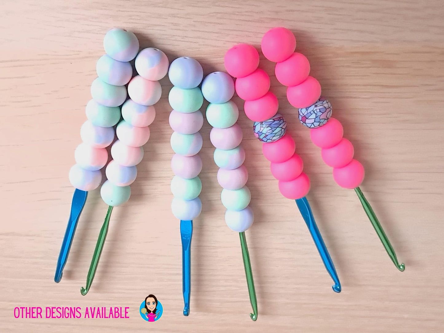 Stained Glass & Pink Ergonomic Crochet Hook