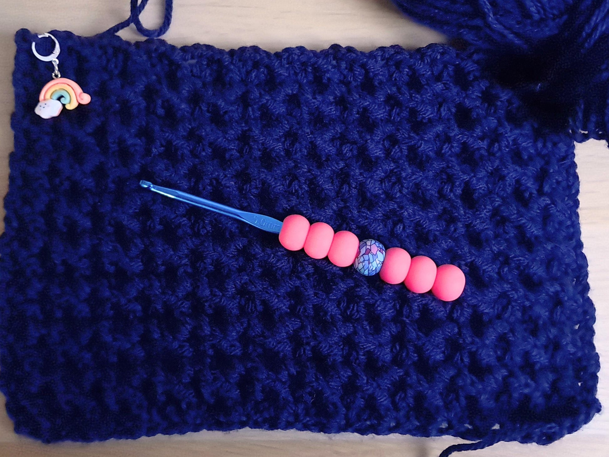 Stained Glass & Pink Ergonomic Crochet Hook