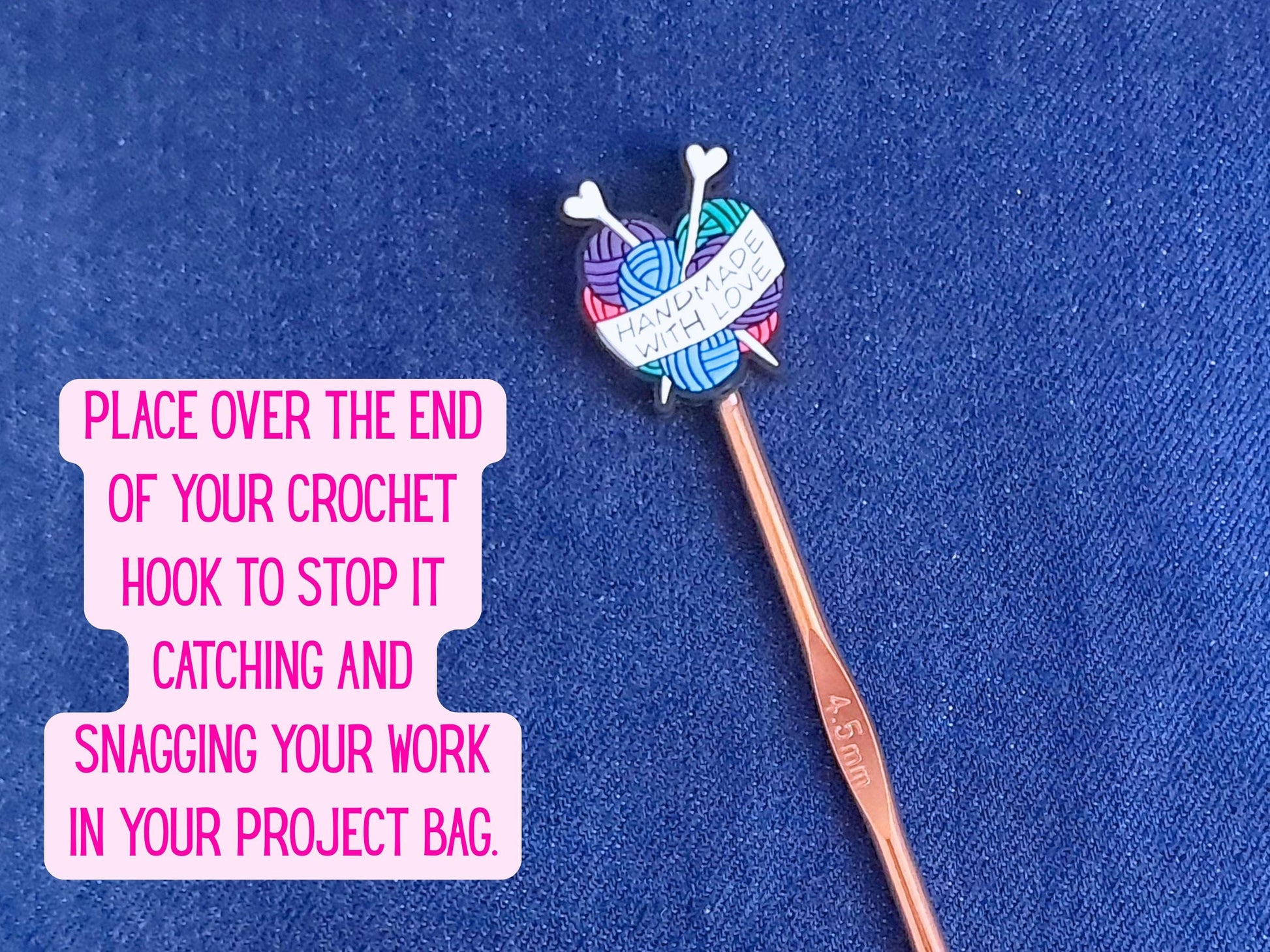 Handmade With Love Knitting Needles And Yarn Stitch Stopper