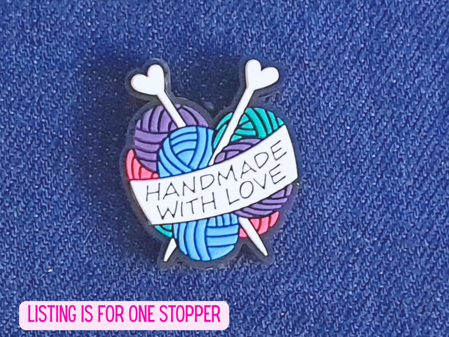 Handmade With Love Knitting Needles And Yarn Stitch Stopper