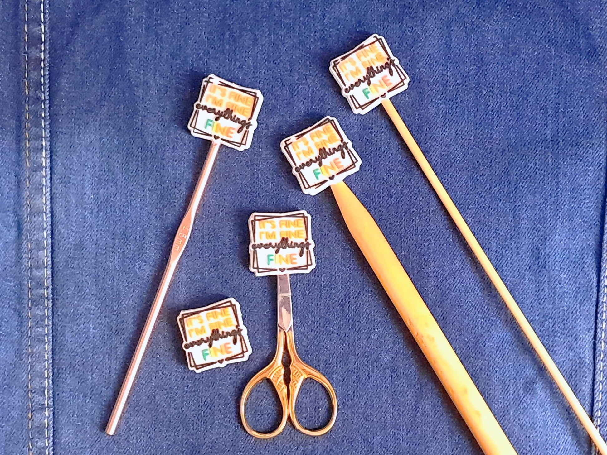 Everything Is Fine Quote Silicone Bead Stitch Stopper
