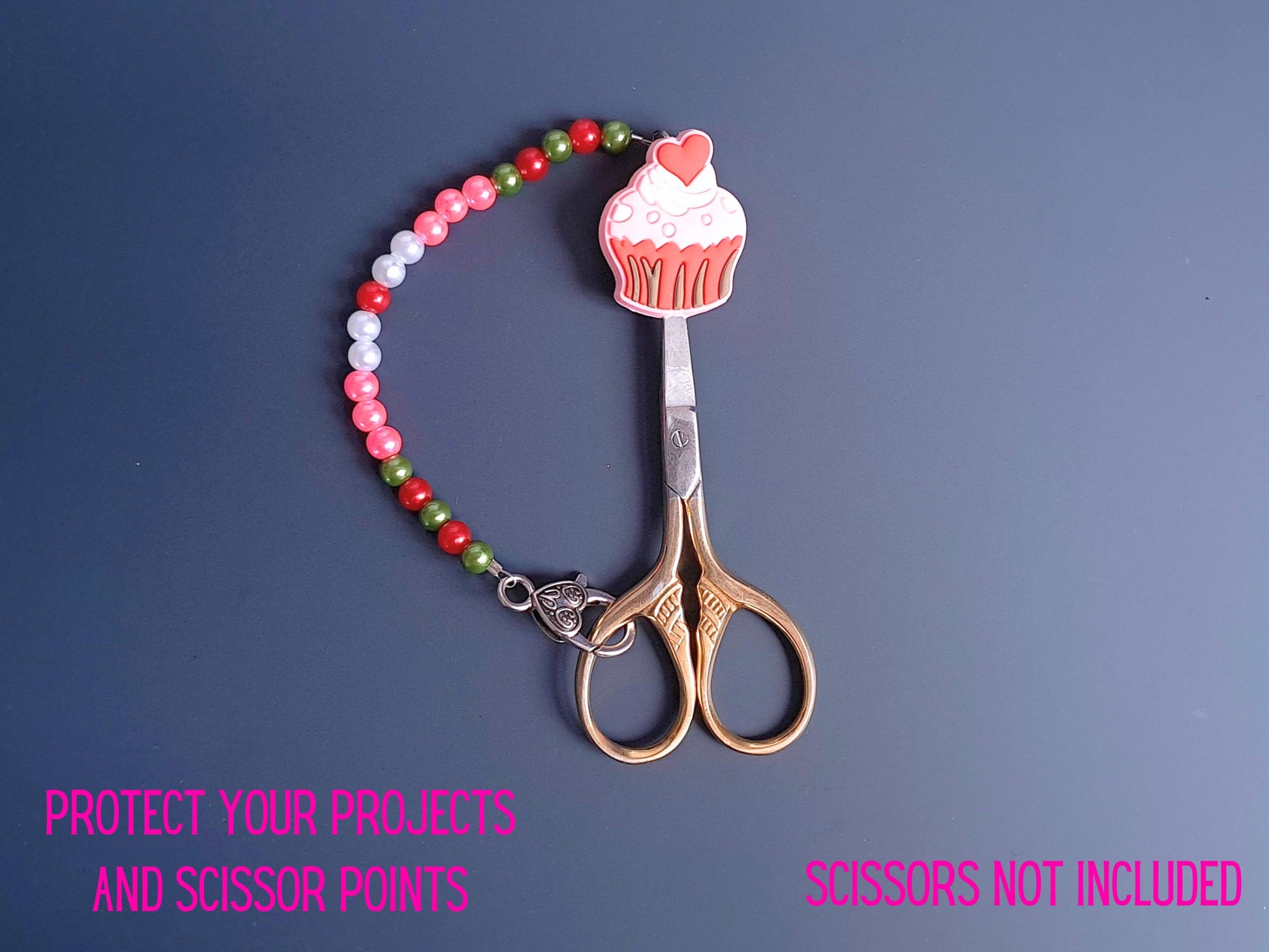 Strawberry Cupcake Scissor Fob with Protection Bead