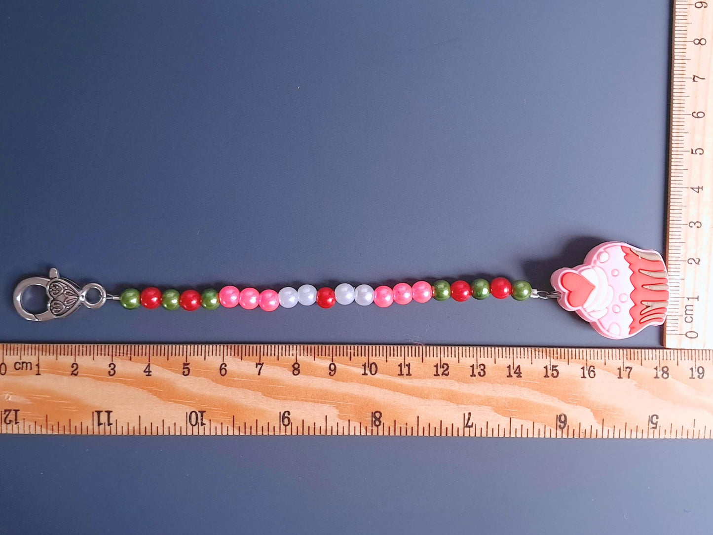 Strawberry Cupcake Scissor Fob with Protection Bead