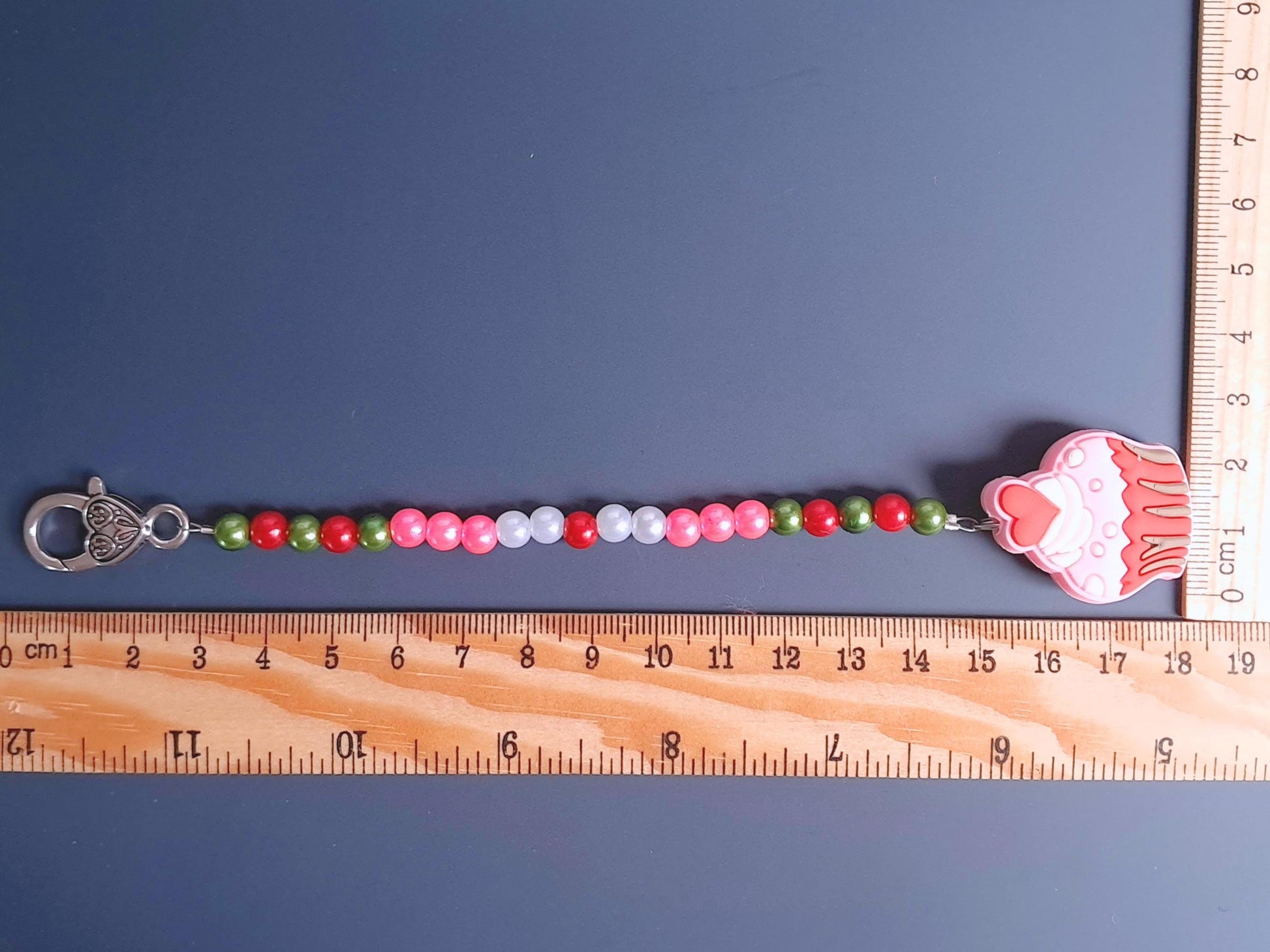 Strawberry Cupcake Scissor Fob with Protection Bead