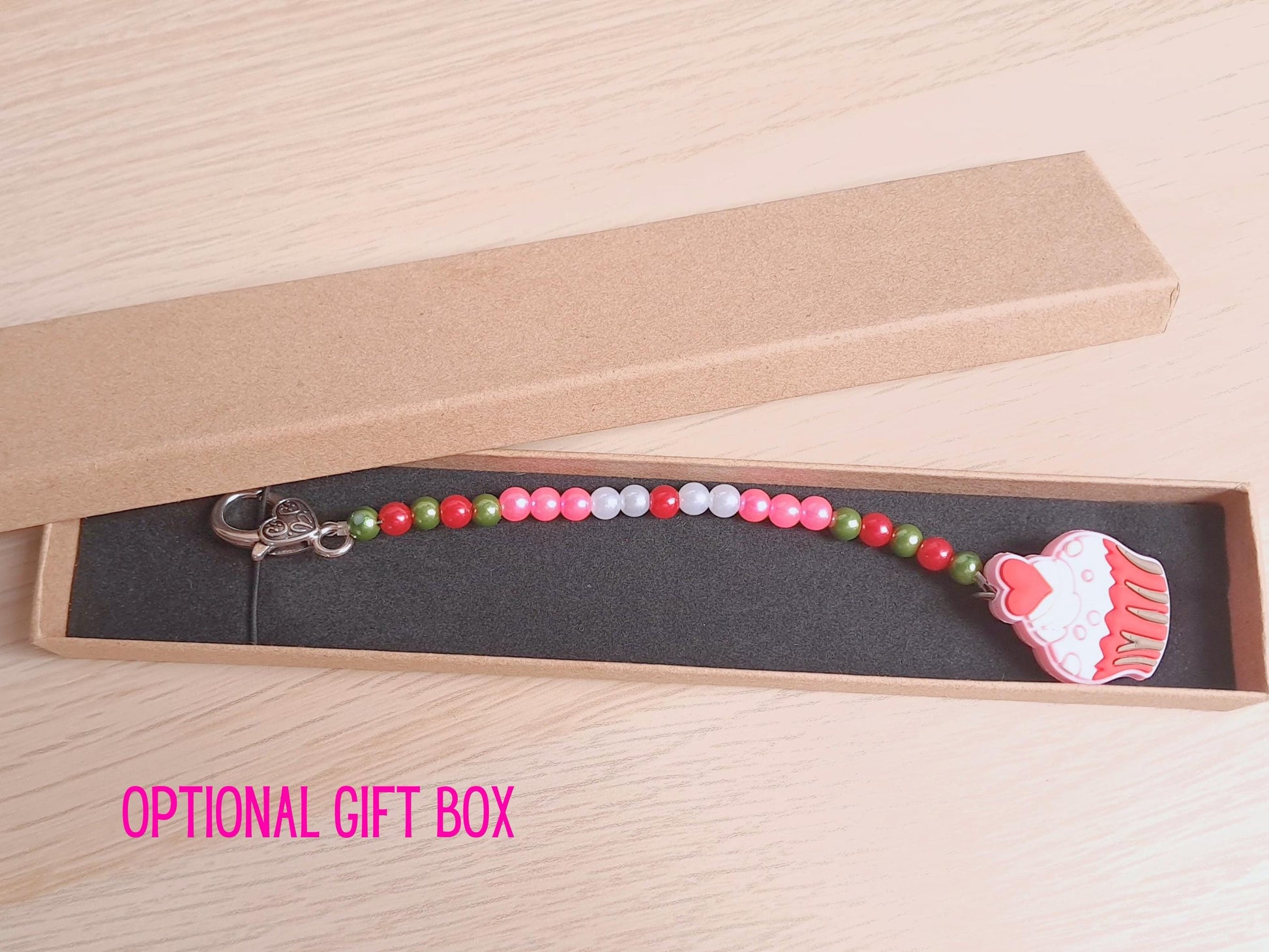 Strawberry Cupcake Scissor Fob with Protection Bead