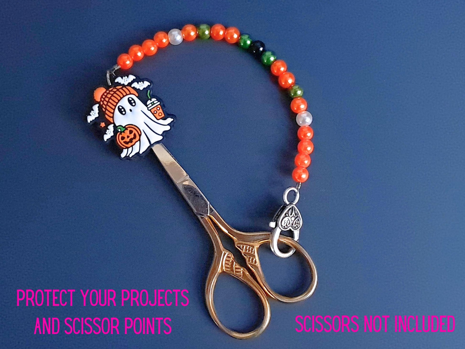 Halloween Ghost Scissor Fob with Protection Bead