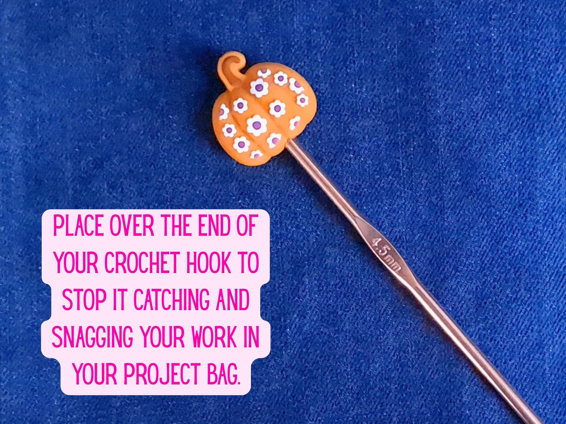 Sweet Pumpkin with Purple Flowers Stitch Stopper