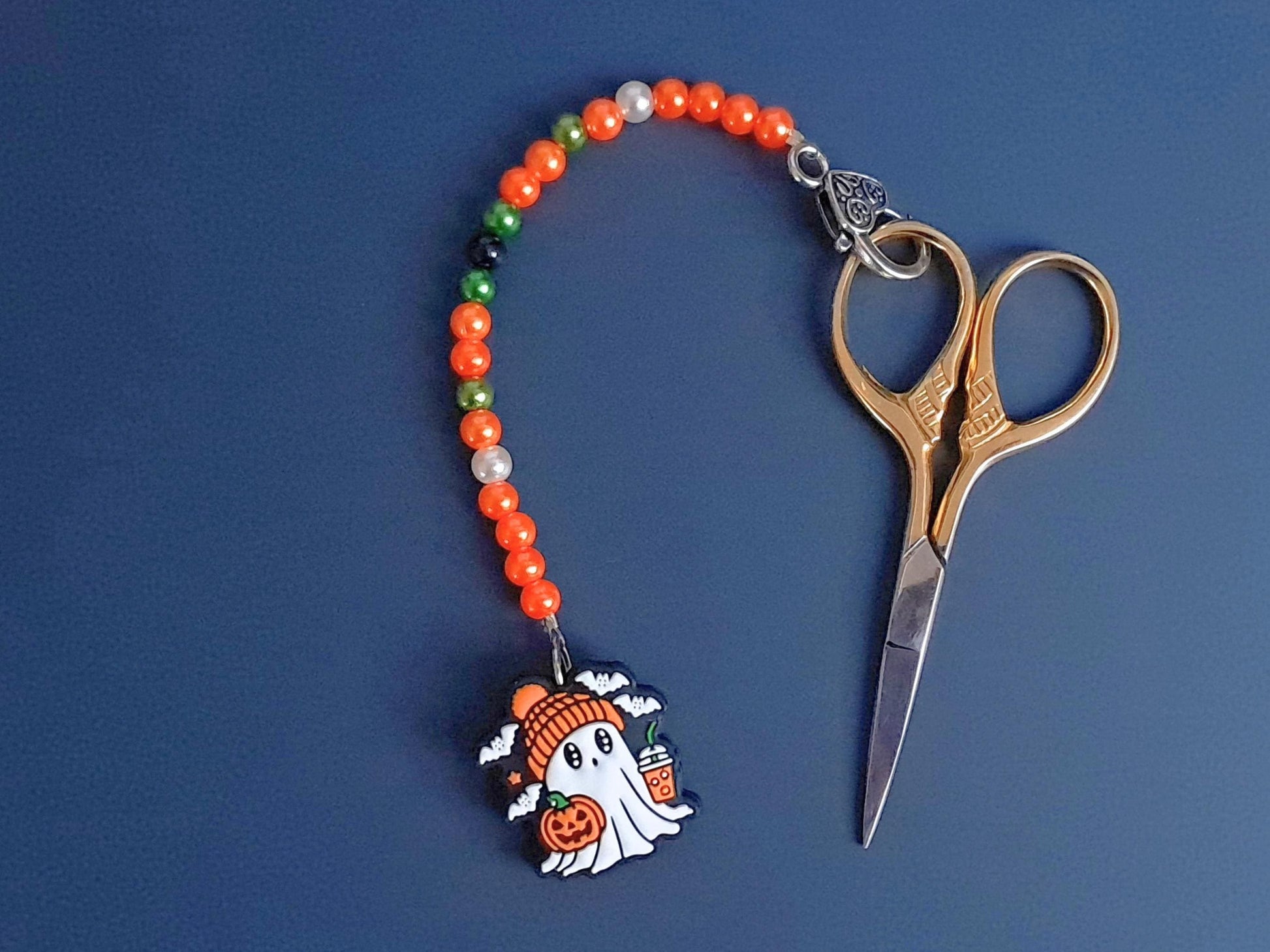 Halloween Ghost Scissor Fob with Protection Bead
