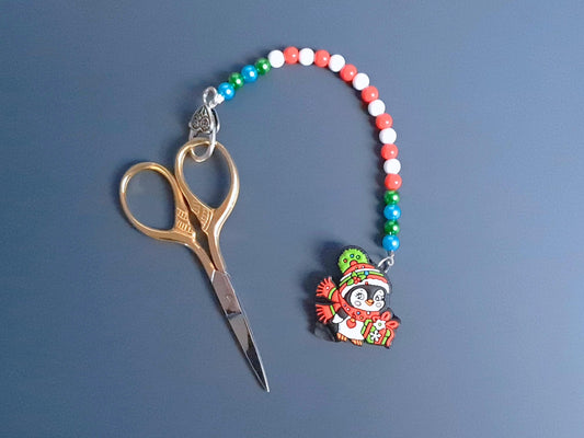 Christmas Penguin Scissor Fob with Protection Bead