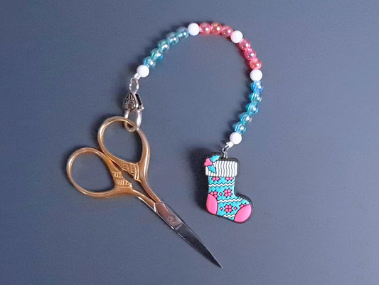 Christmas Stocking Scissor Fob with Protection Bead