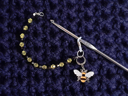 Bee Crochet Hook Keeper Stitch Marker Set