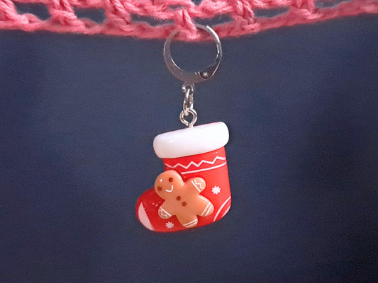 Christmas Stocking Gingerbread Man Stitch Marker