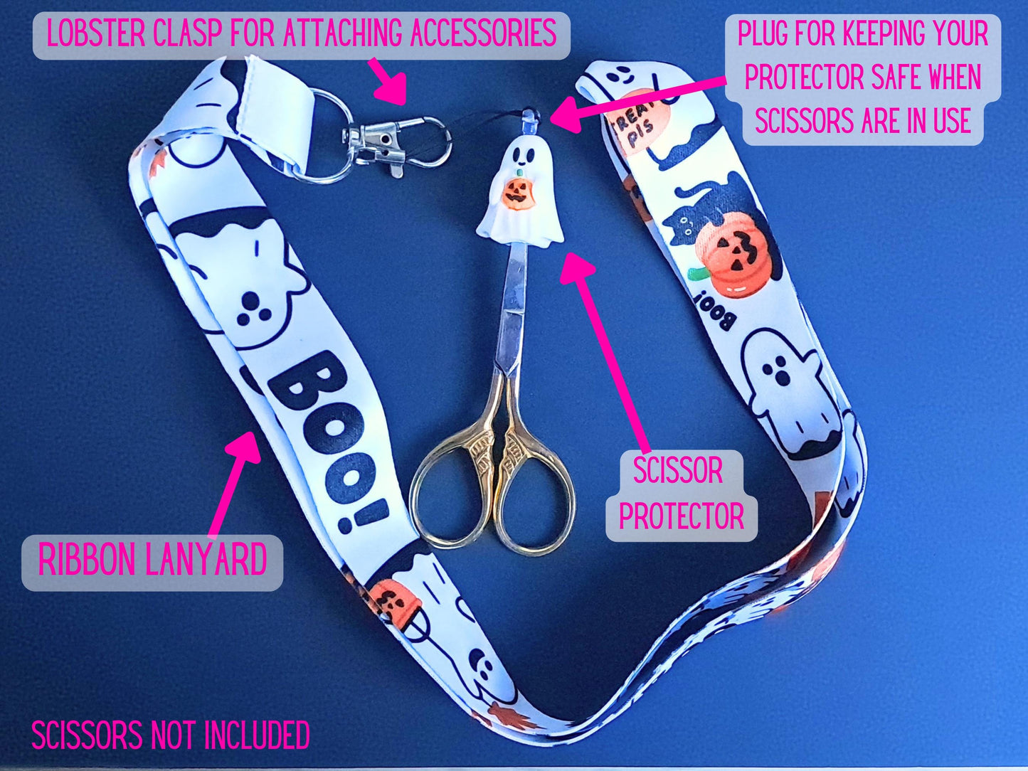 Halloween Ghost Lanyard Scissor Protector Set