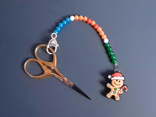 Christmas Gingerbread Man Scissor Fob with Protection Bead