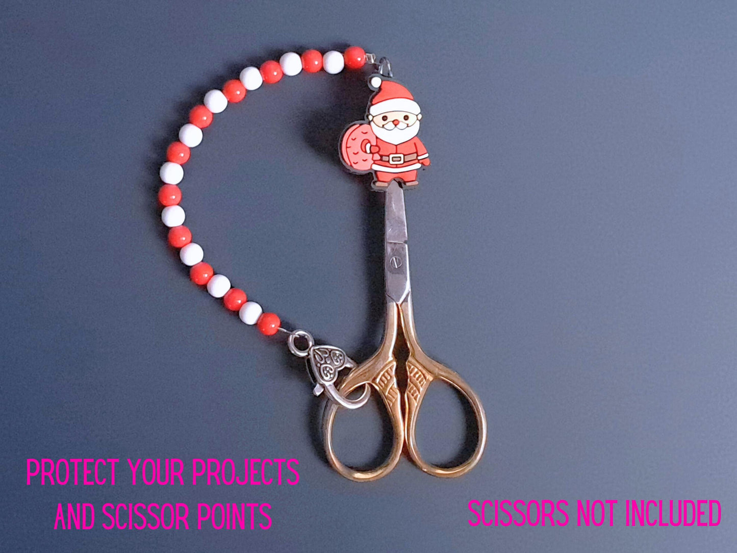 Father Christmas Scissor Fob with Protection Bead