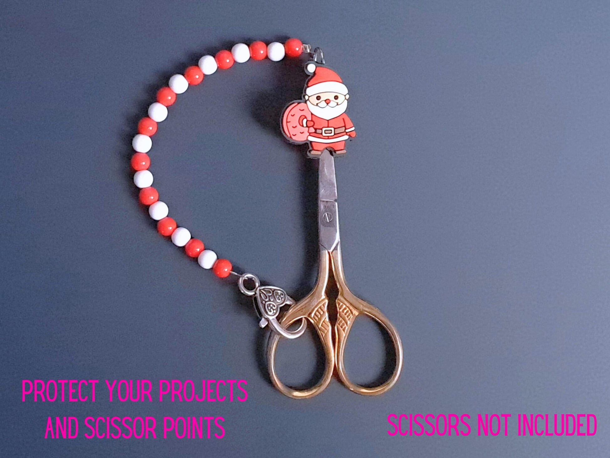 Father Christmas Scissor Fob with Protection Bead