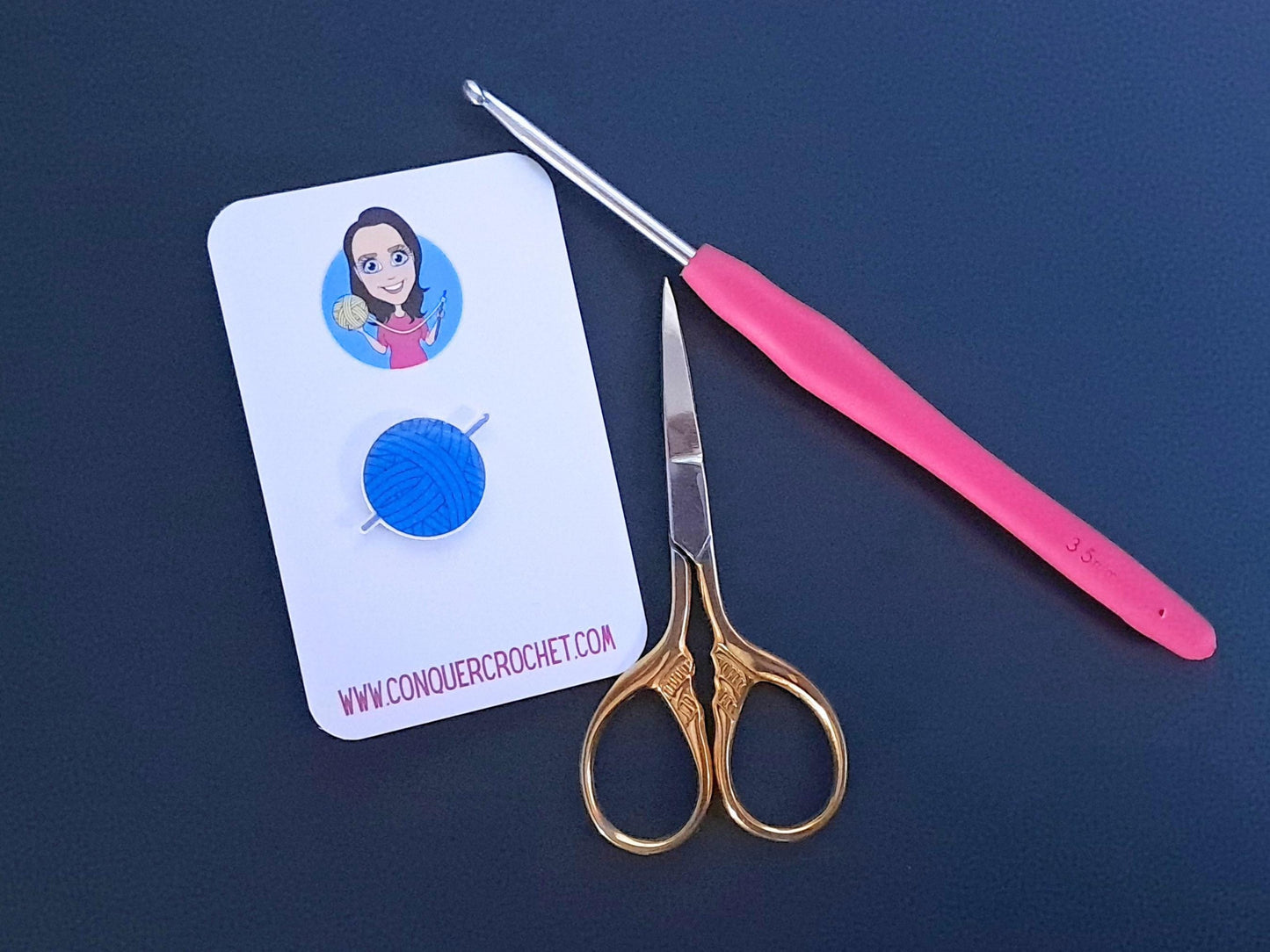 Hook And Yarn Pin Badge