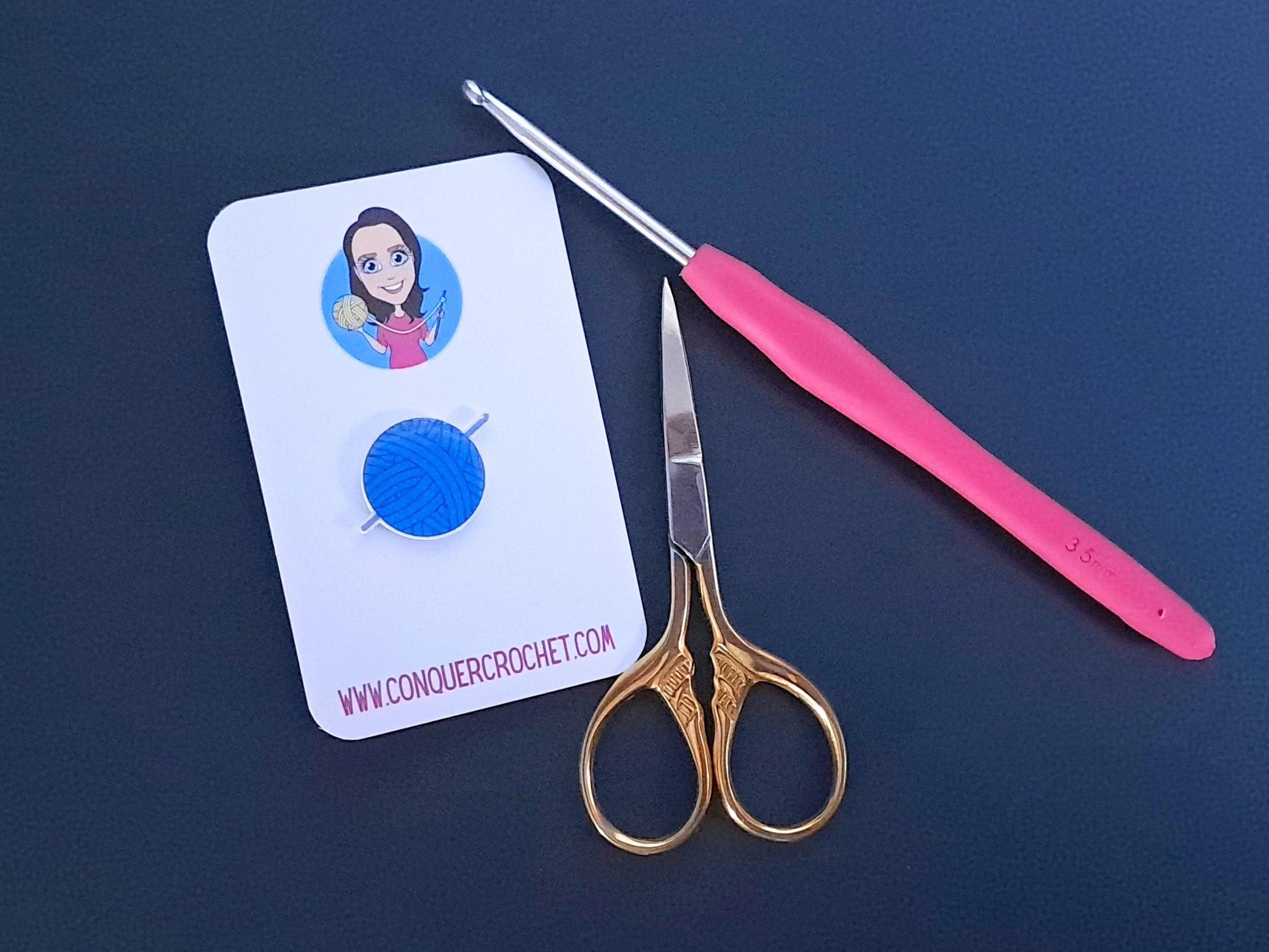 Hook And Yarn Pin Badge