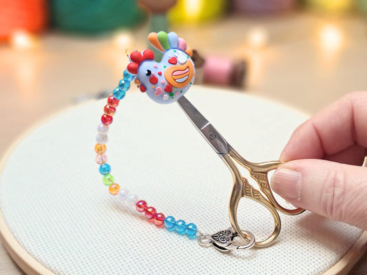 Chicken Scissor Fob with Protection Bead, Spring Scissor Keeper, Embroidery Sewing Crochet Knitting Notion, Project Bag Tool, Easter Gift