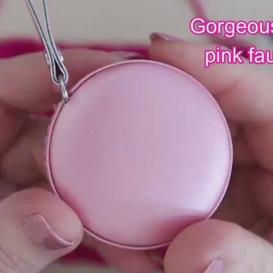Pink Faux Leather Retractable Tape Measure sewing crochet knitting soft measuring tape crochet notions tools gift for crafters crocheters