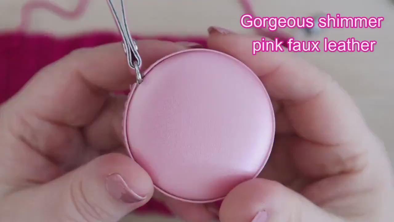 Pink Faux Leather Retractable Tape Measure sewing crochet knitting soft measuring tape crochet notions tools gift for crafters crocheters
