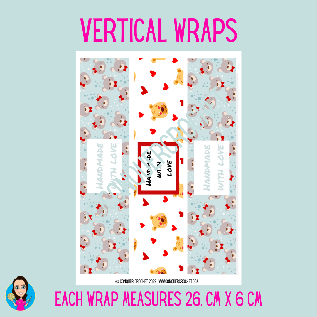 Teddy Bear wrap labels for crochet products and gifts (Digital download)